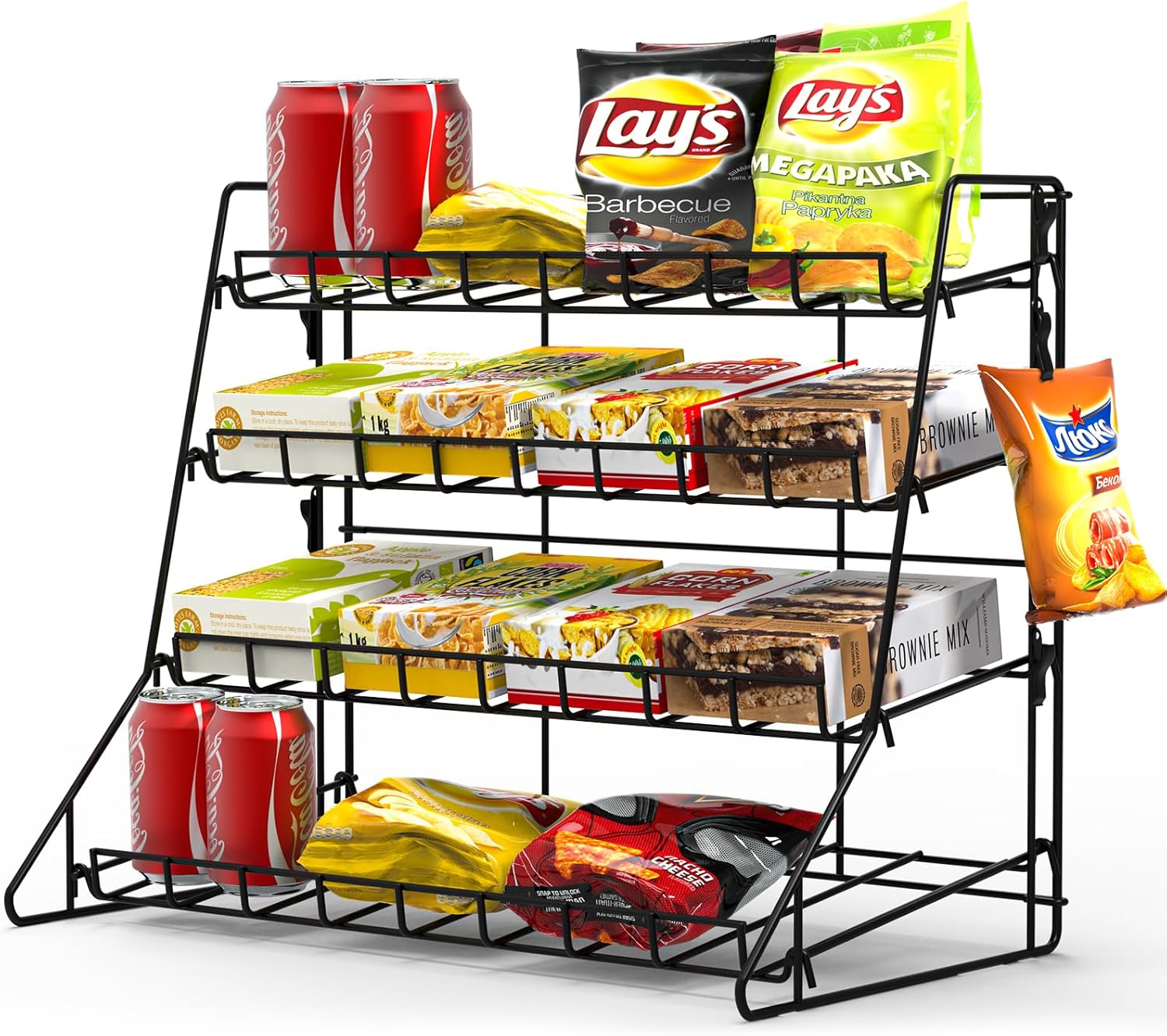 Black Metal Retail Display Rack for Snacks and Merchandise