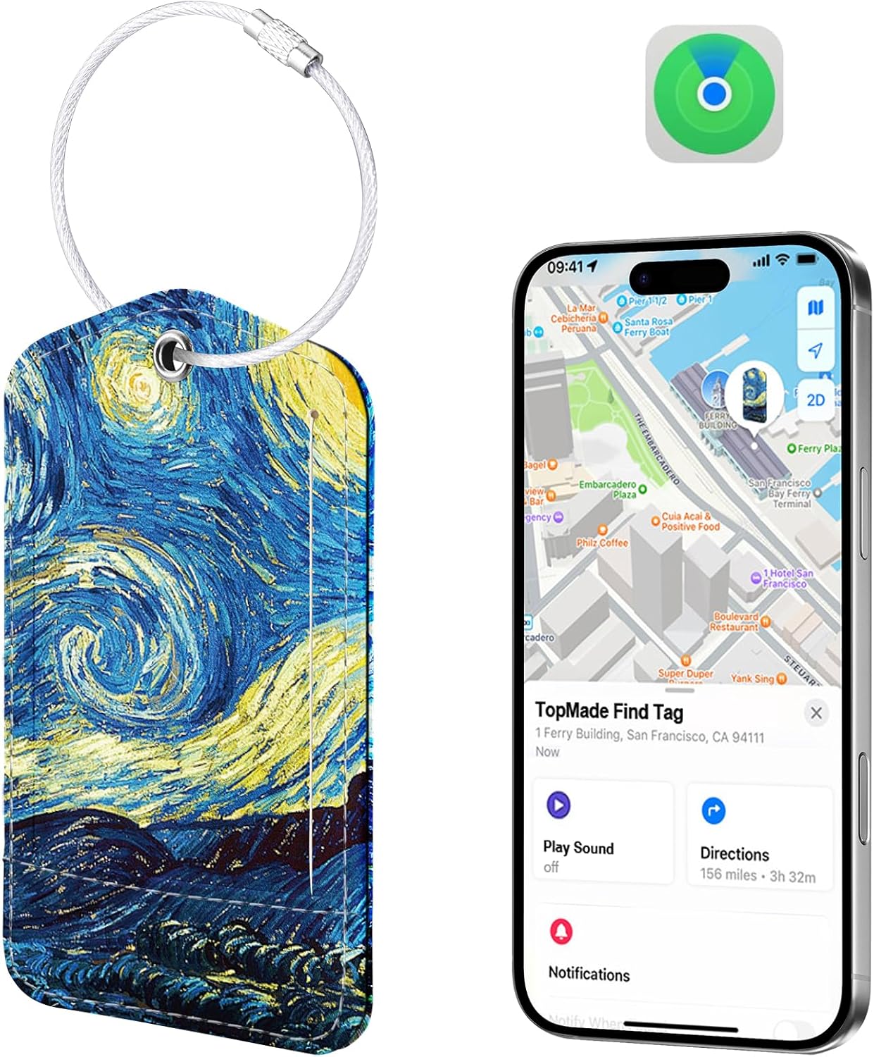 TopMade Smart Luggage Tag with Apple Find My for Travel Bags