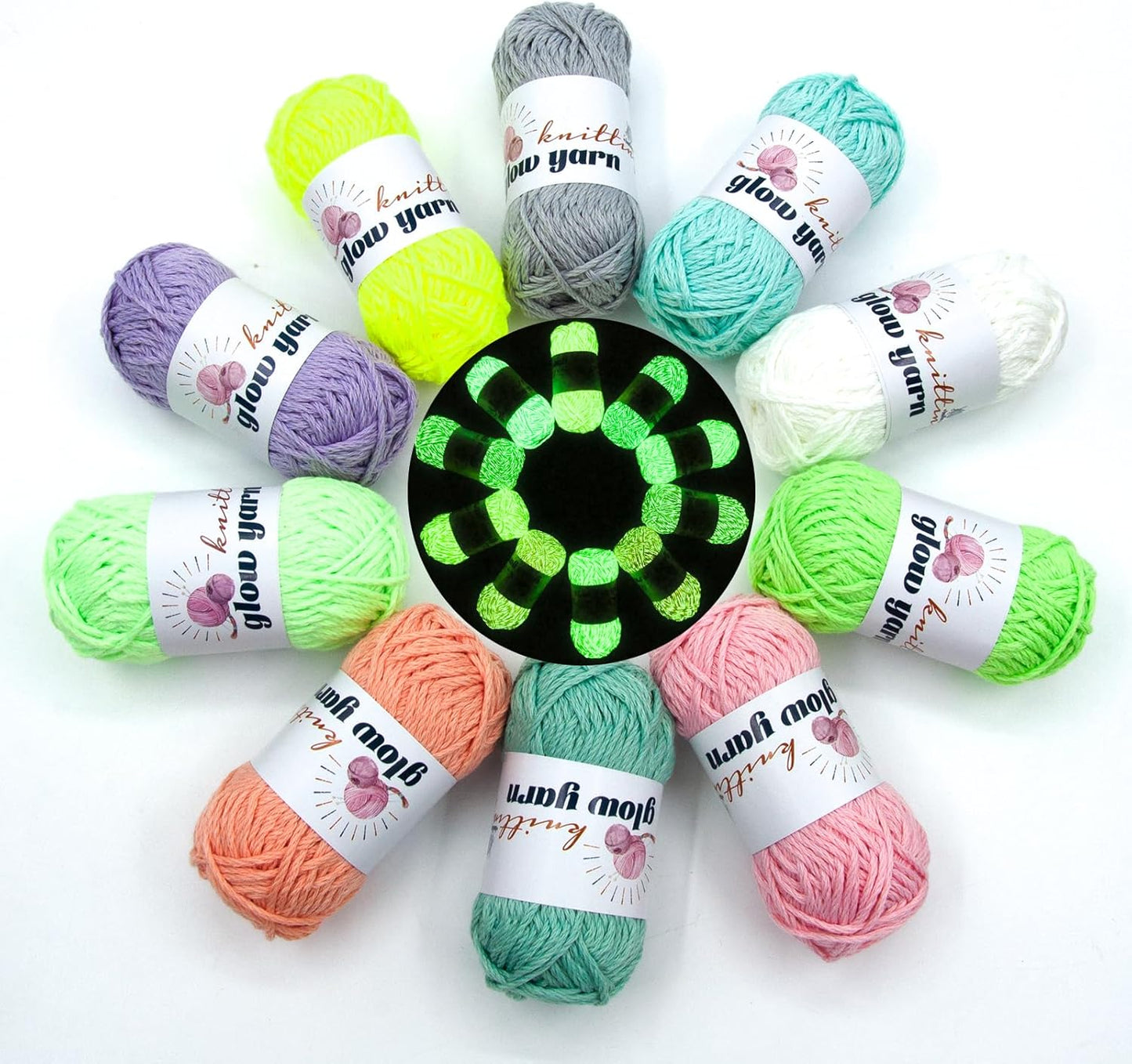 10 Pack Glow Yarn for Crocheting and Knitting Colorful Crafts
