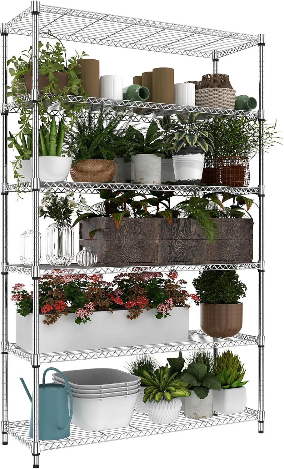 6 Tiers Storage Shelves for Heavy Duty Metal Shelving Unit