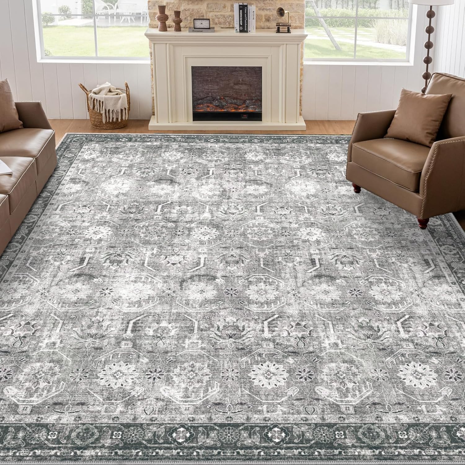 Large Area Rug 10x14 Soft Non Slip Washable Boho Modern Design