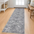 Boho Kitchen Runner Rug 2x6 - Washable Low-Pile Grey Runner