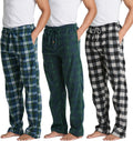Men's Pajama Pants 3 Pack - Fleece Lined Plaid Lounge Bottoms Jewelry