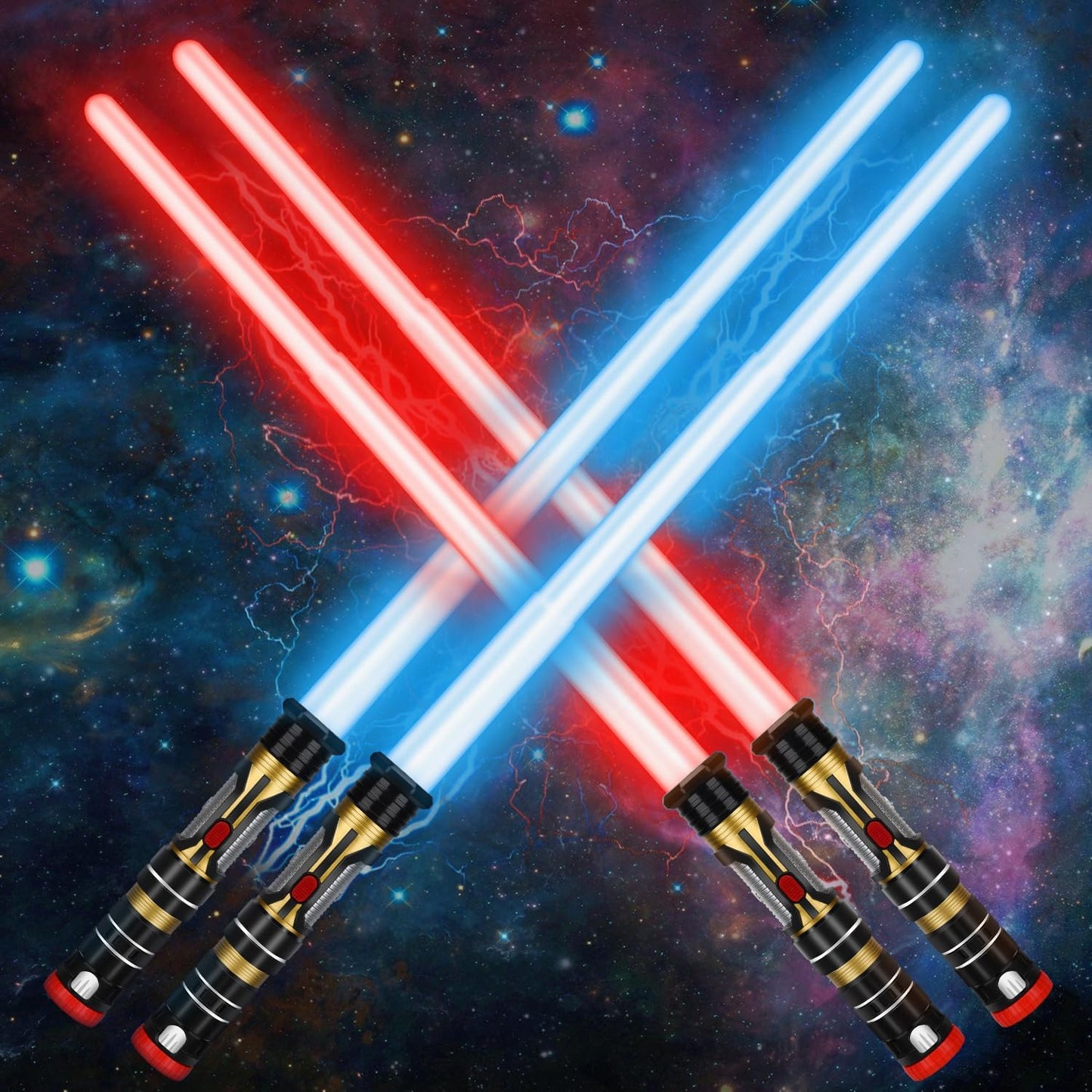 Light Up Saber Set - 4 Pack Telescopic LED Light Swords