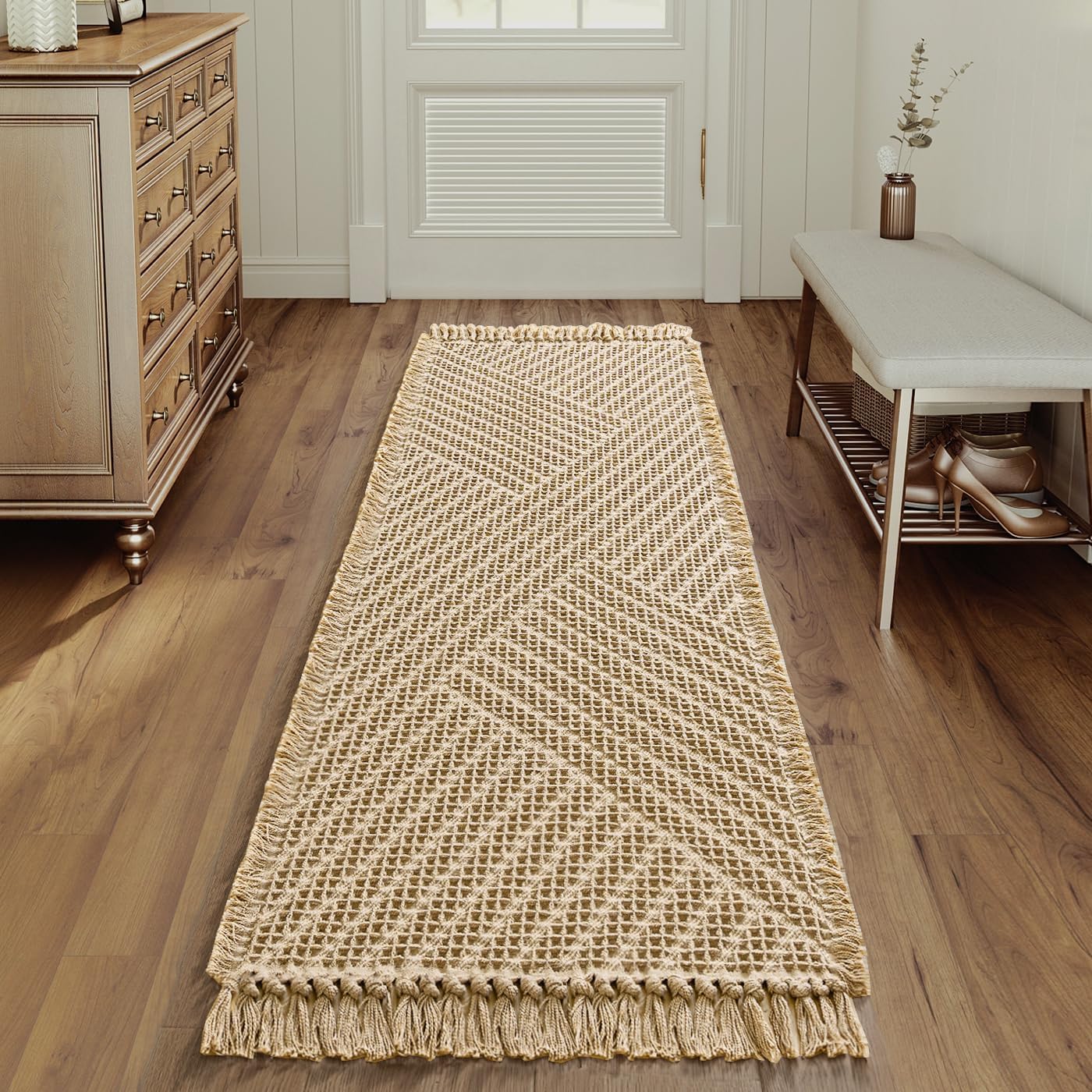 H.VERSAILTEX Waffle Bath Runner Rug Super Absorbent Non Slip