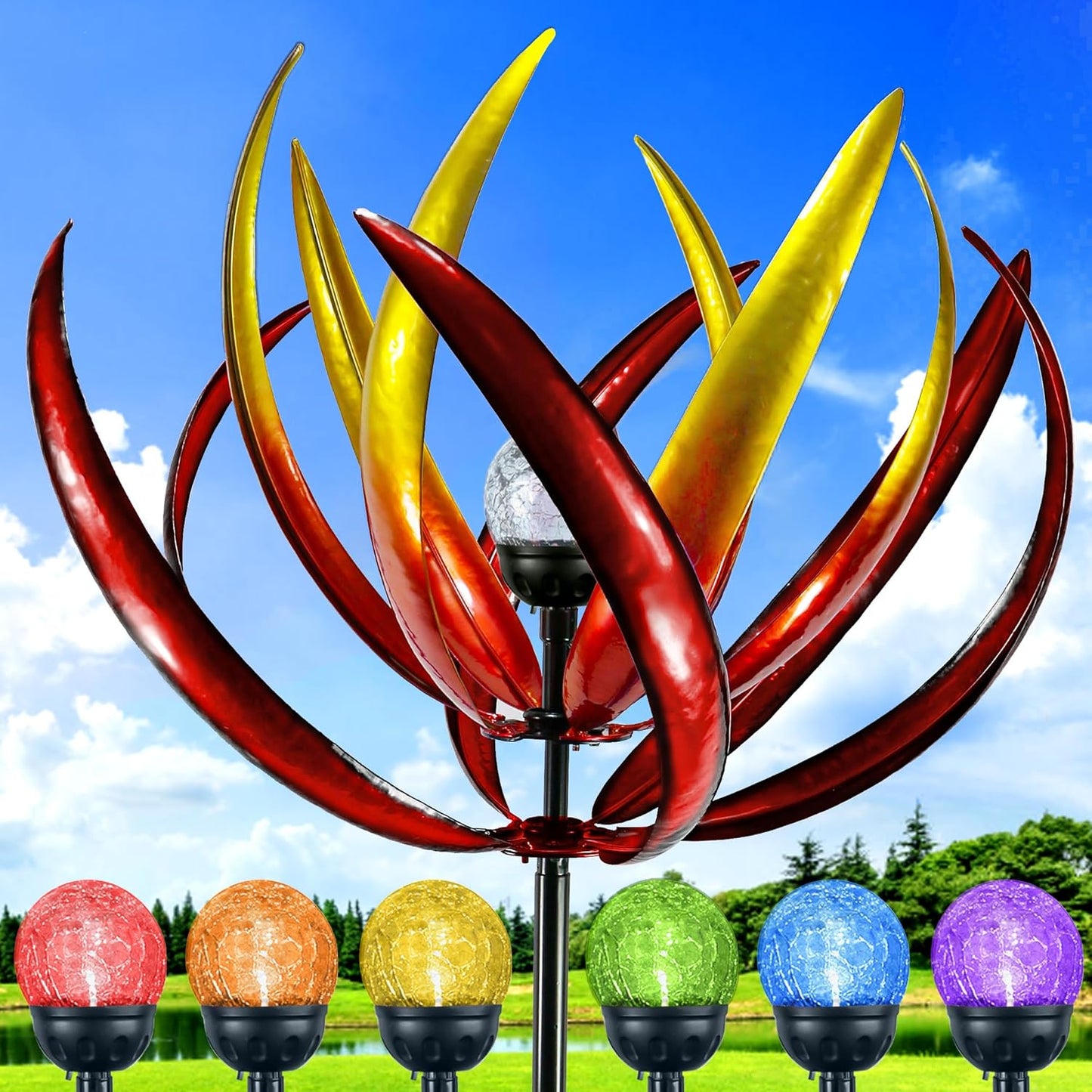 Large Solar Wind Spinners Outdoor for Stunning Yard Decor