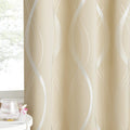 Room Darkening Curtains for Bedroom - Biscotti Beige Wave Line (2