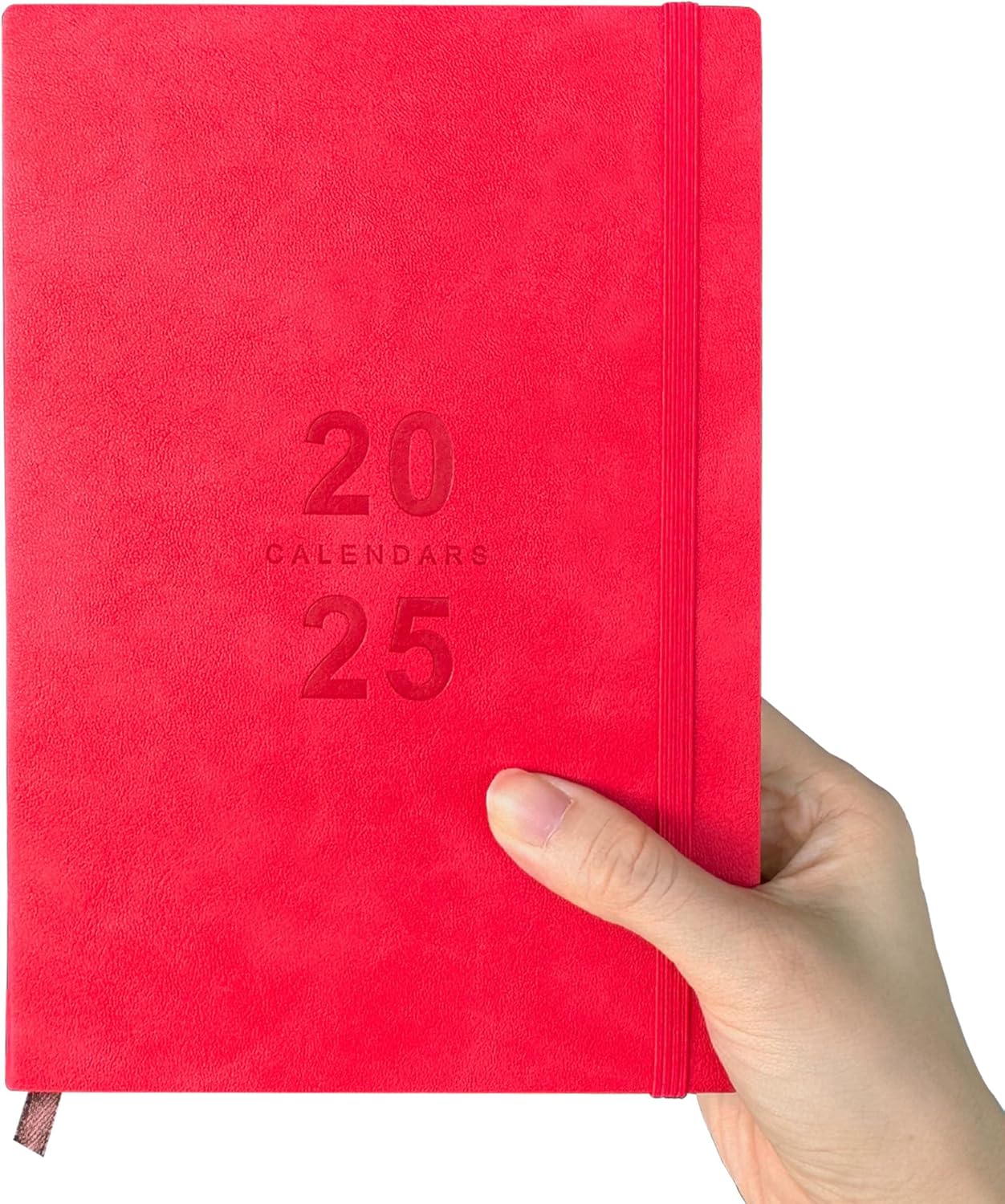 Benkaim 2025 Daily Hourly Planner - Red Faux Leather