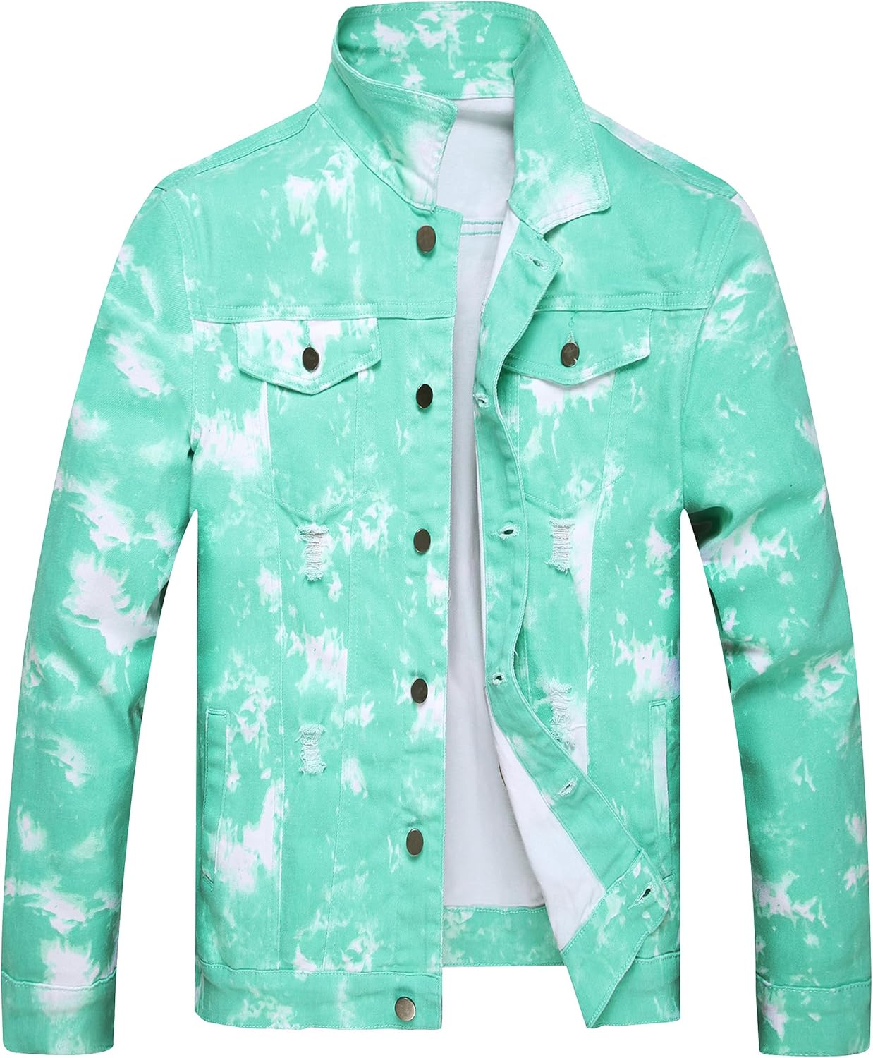 RANMCC Slim Fit Ripped Denim Jacket for Stylish Men Wear