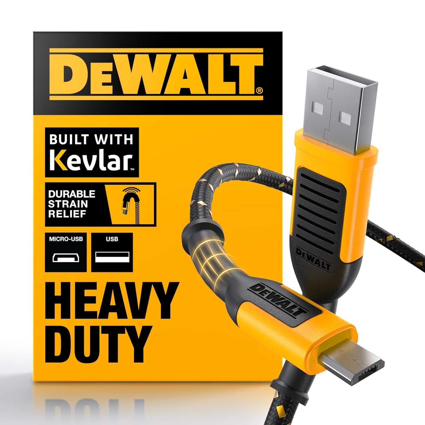 DEWALT Heavy Duty 6ft Micro USB Charging Cable