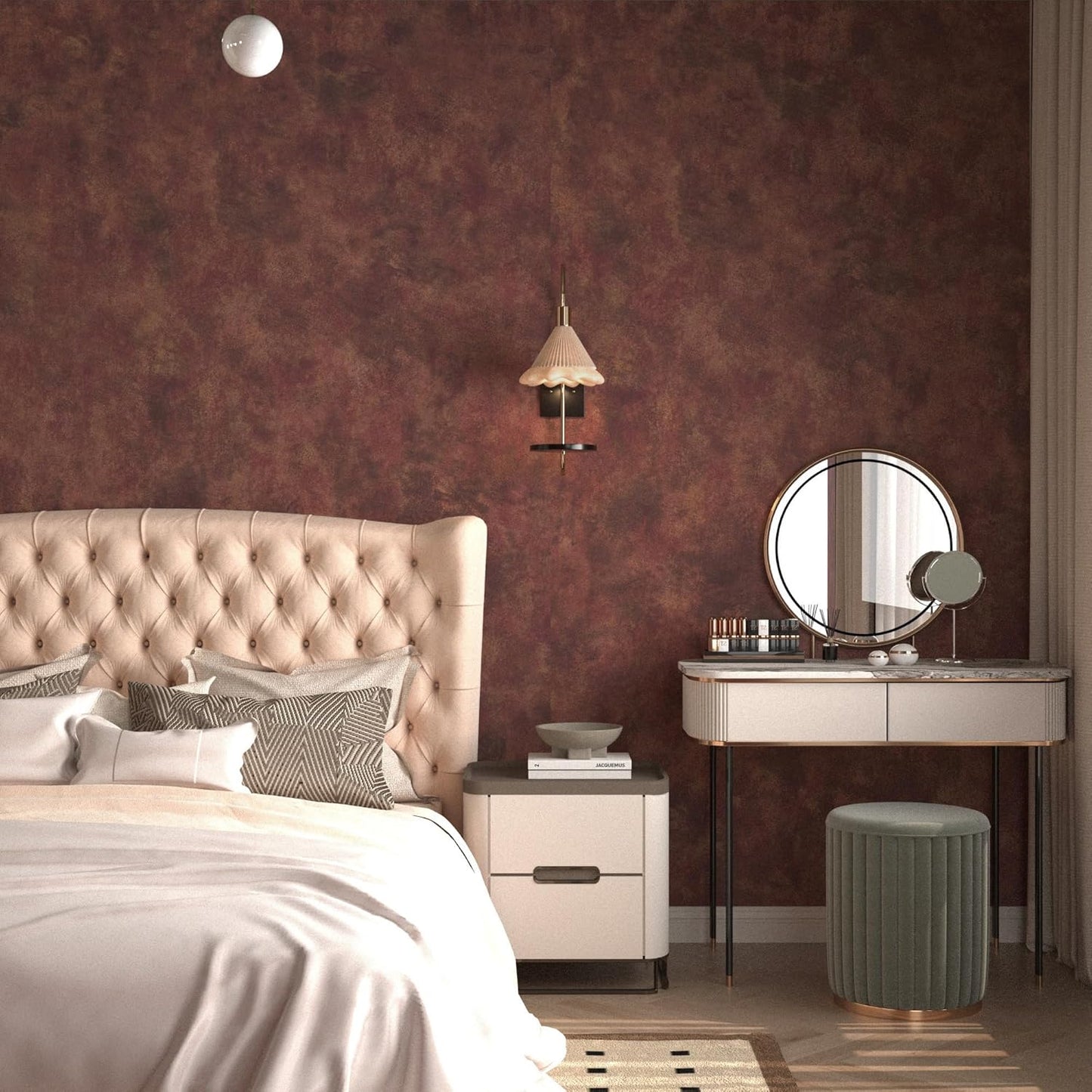 BAYYA Red Wallpaper Peel and Stick Metallic Copper Gold Design