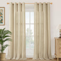 Burlap Linen Curtains 95 in Long Light Filtering Panels - Farmhouse