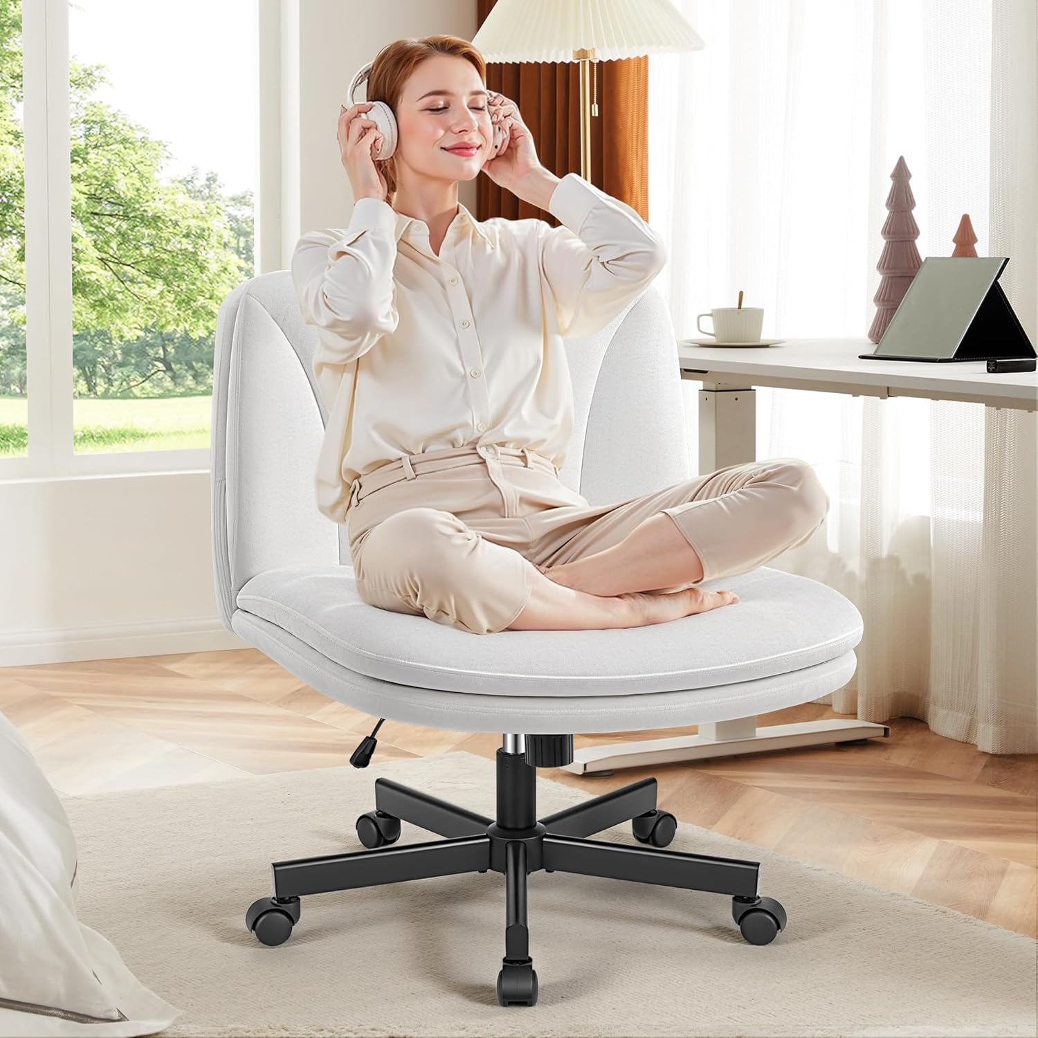 FelixKing Criss Cross Chair with Wheels for Home Office Comfort