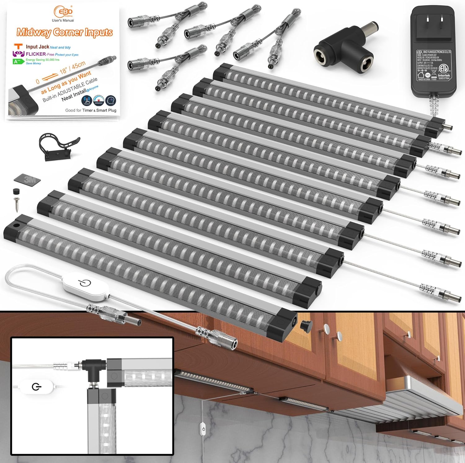 EBD LED Under Cabinet Lights for Kitchen Sink and Closet