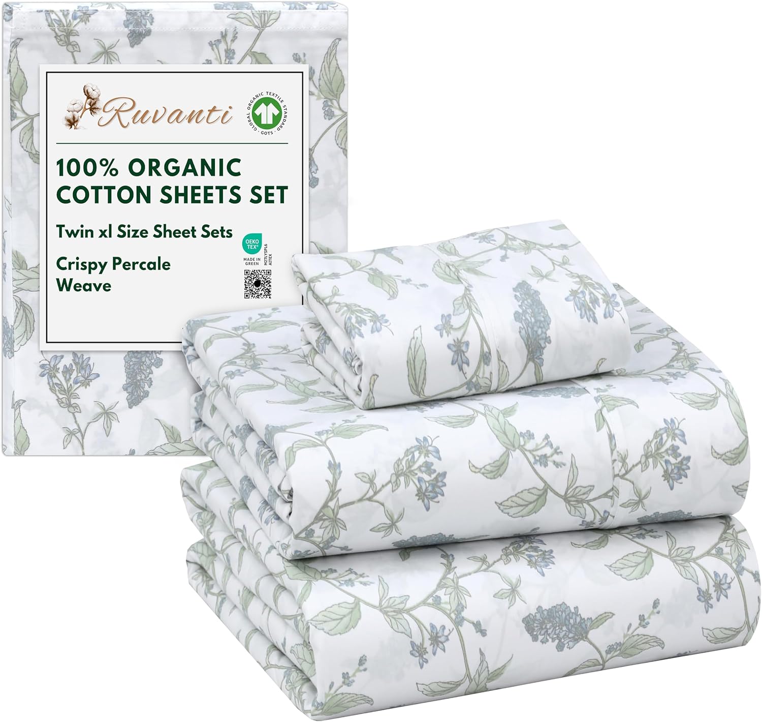 100% Organic Cotton Twin XL Sheets Set with Deep Pockets