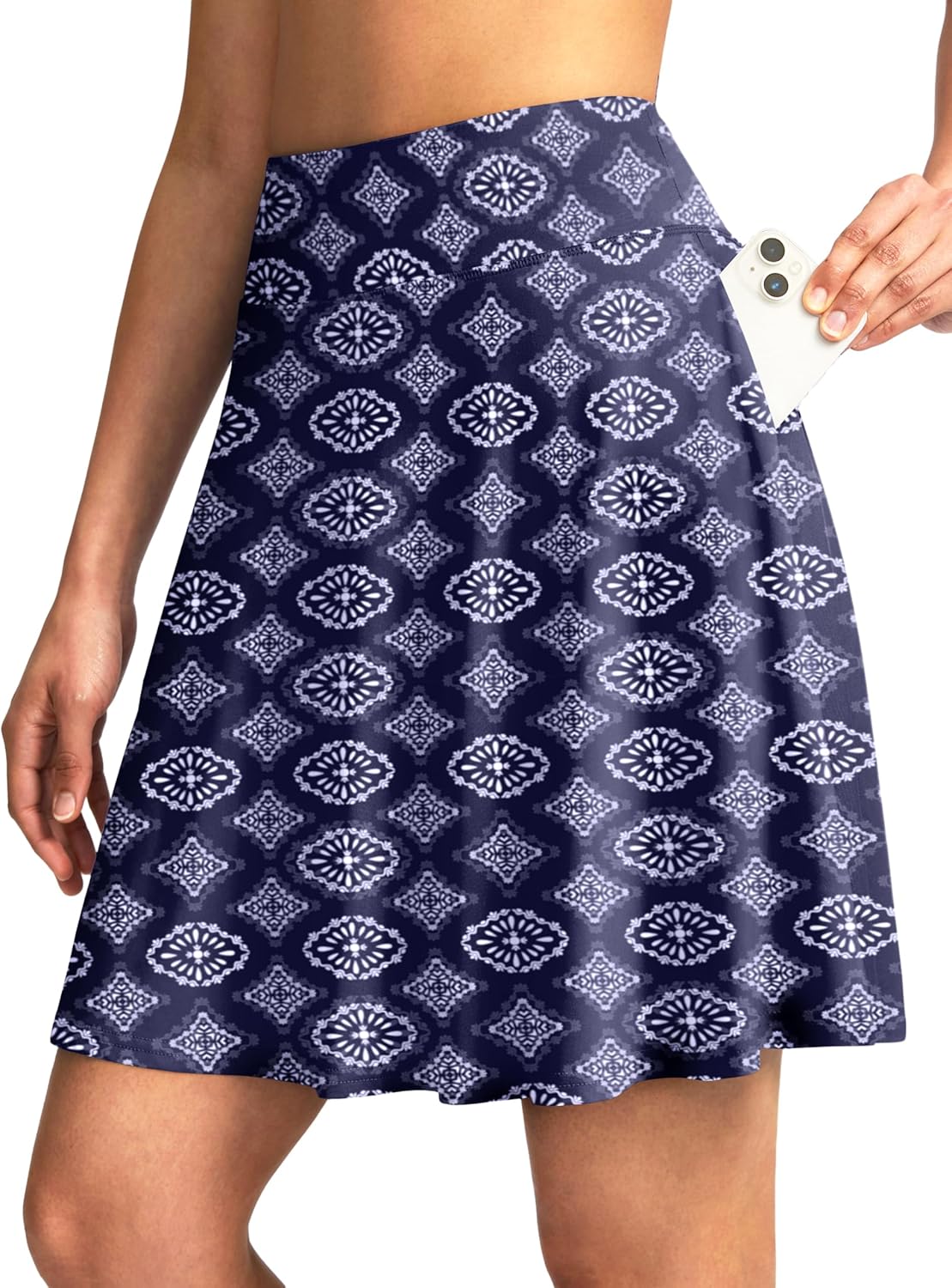 SANTINY 20 Inch Knee Length Skorts for Women with 4 Pockets