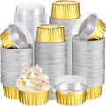 Gejoy 400 Pcs Aluminum Foil Baking Cups with Lids for Desserts