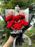 Completed Crochet Flowers Bouquet - Handmade Red Rose Bouquet