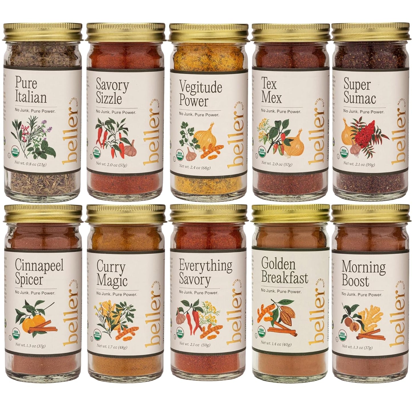 Beller Nutrition Organic Spice Blend Collection for Healthy Cooking