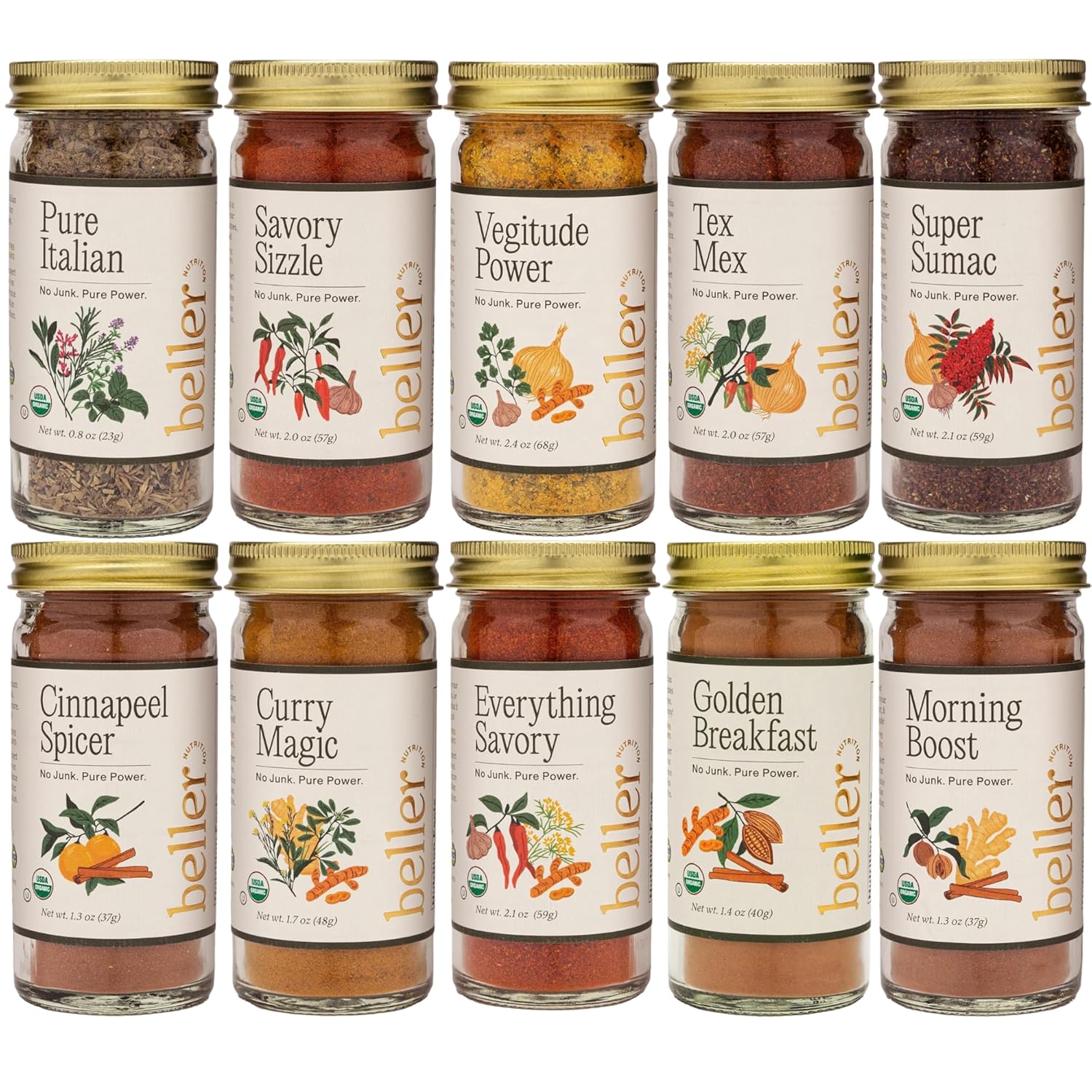 Beller Nutrition Organic Spice Blend Collection for Healthy Cooking