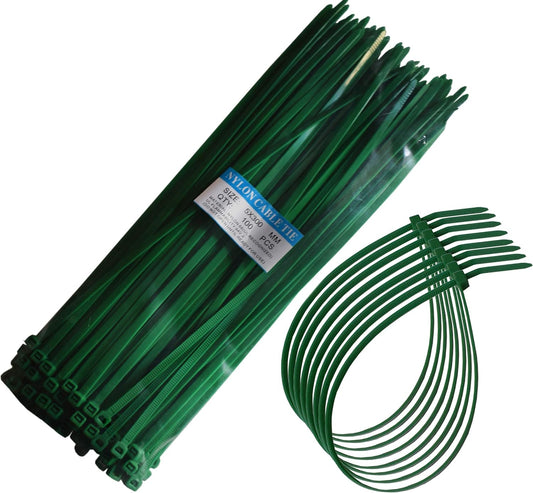 Niathi 12 Heavy Duty Nylon Cable Ties - Secure Bundling (Green) - 100 Pcs