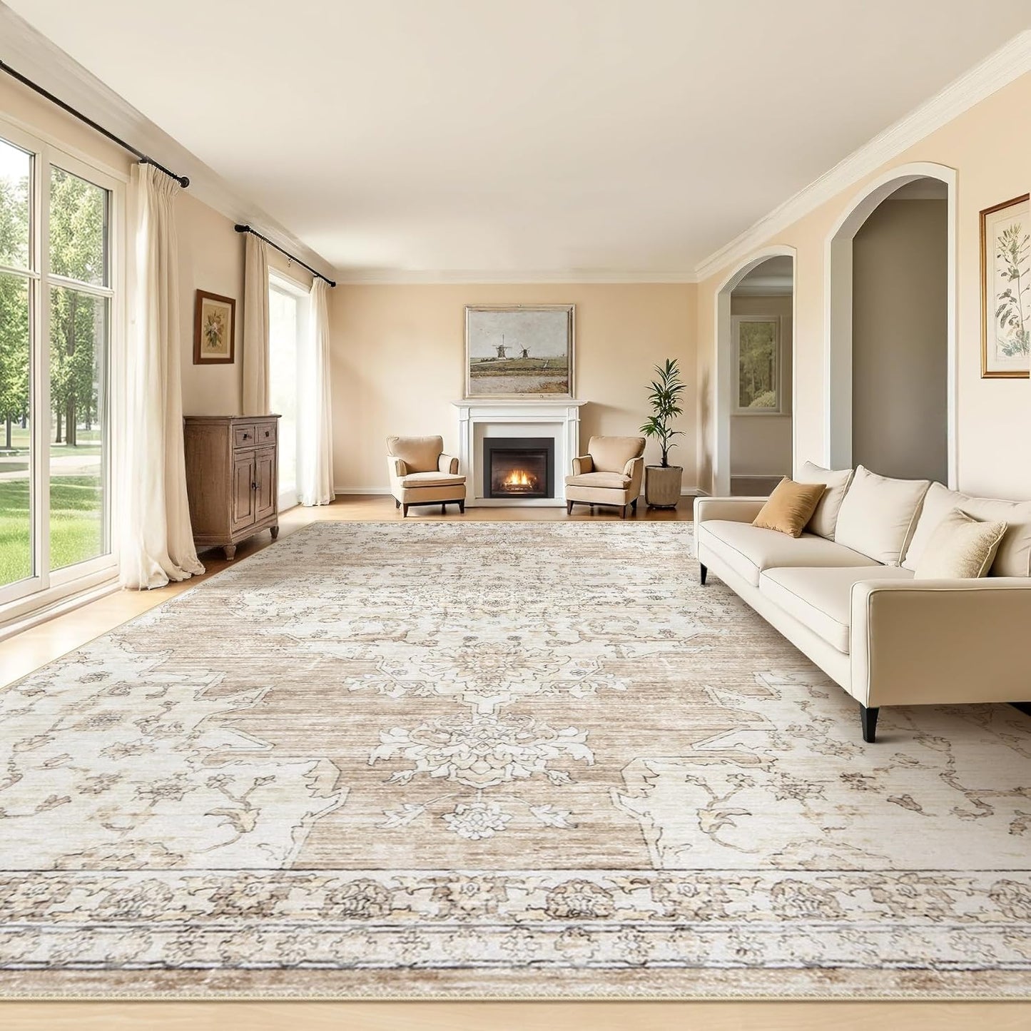 10x14 Area Rugs Washable Rug for Vintage Living Room Decor