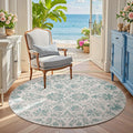 jinchan Classic Floral Round Rug 5ft - Vintage-Inspired Low-Pile Rug