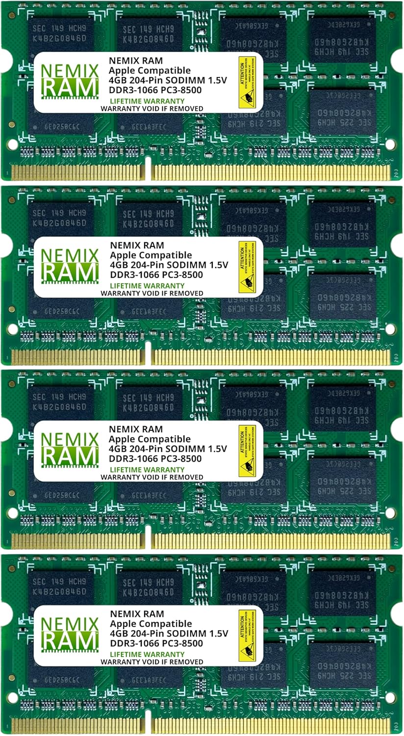 NEMIX RAM 16GB DDR3 1066MHZ PC3-8500 SODIMM Kit for iMac