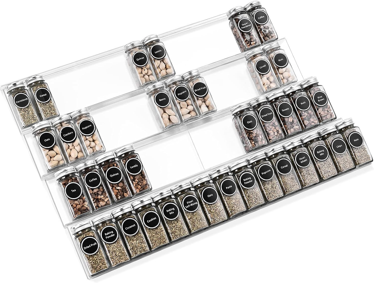 Acrylic Spice Rack Tray for Kitchen Cabinets Storage and Organization