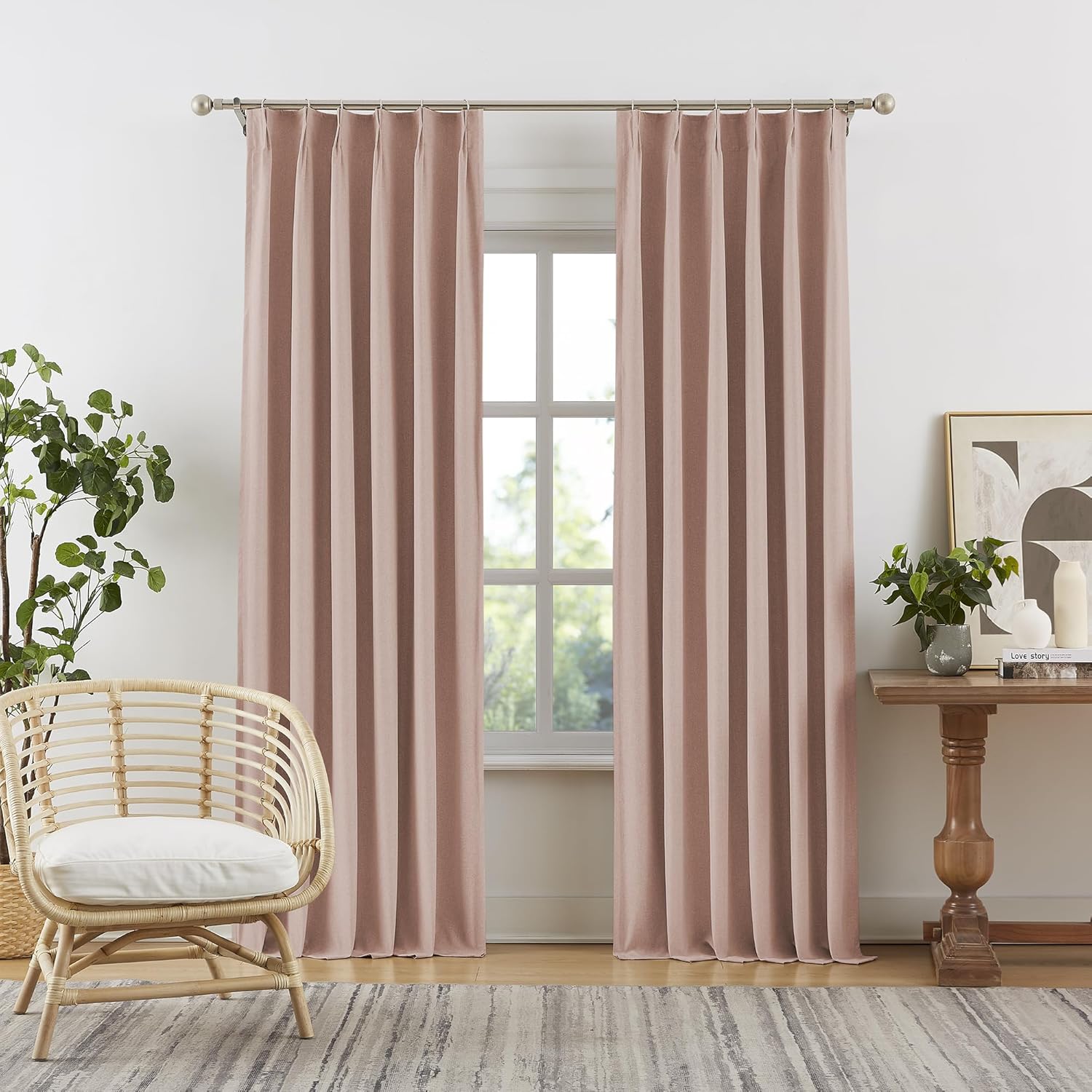 DUALIFE Pinch Pleated Blackout Curtains for Girls Bedroom Decor