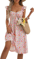Summer Sweetheart Neckline Ruffle Sleeve Floral Sundress - Flattering