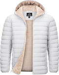 Men's Puffer Jacket Hooded Sherpa Lined - Warm Winter Coat