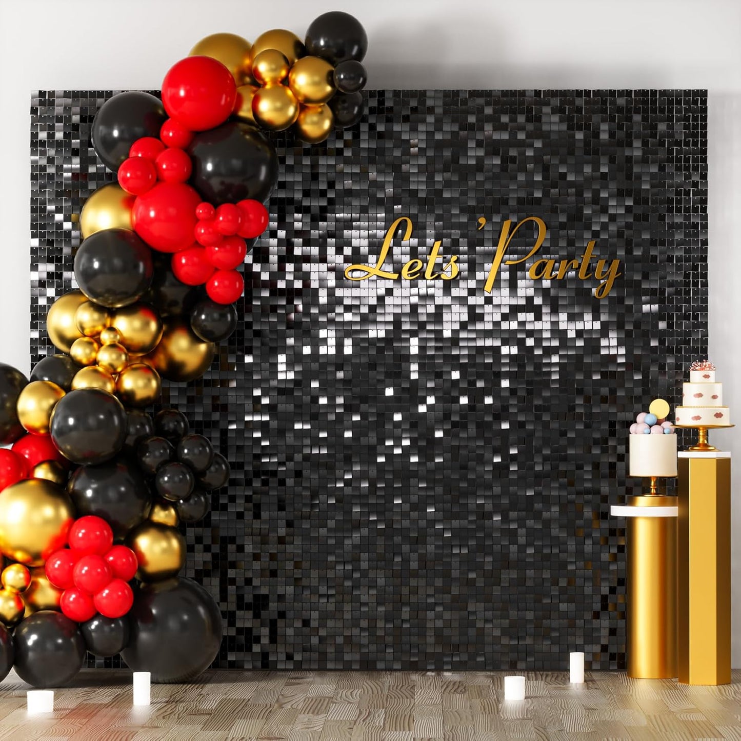 Black Shimmer Wall Backdrop for Stunning Party Decorations