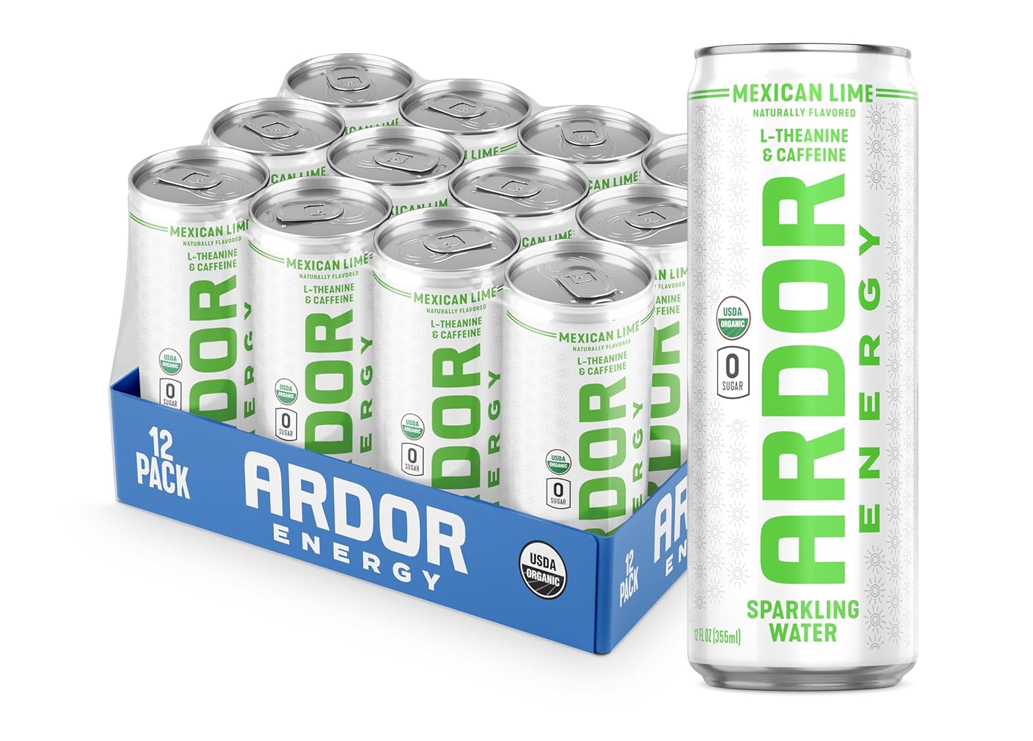 ARDOR Sparkling Water with Natural Caffeine for Smooth Energy