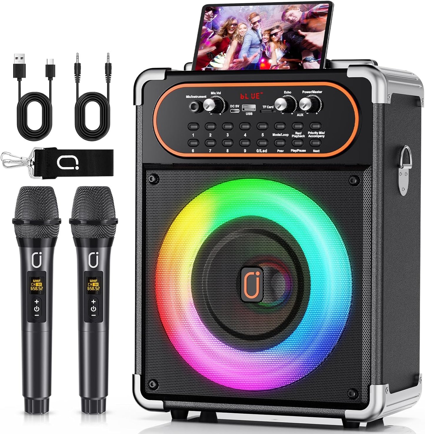 Portable Bluetooth Karaoke Speaker - Echo Adjustment for Epic Parties! 