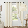 Linen Blackout Curtains for Living Room and Bedroom Privacy