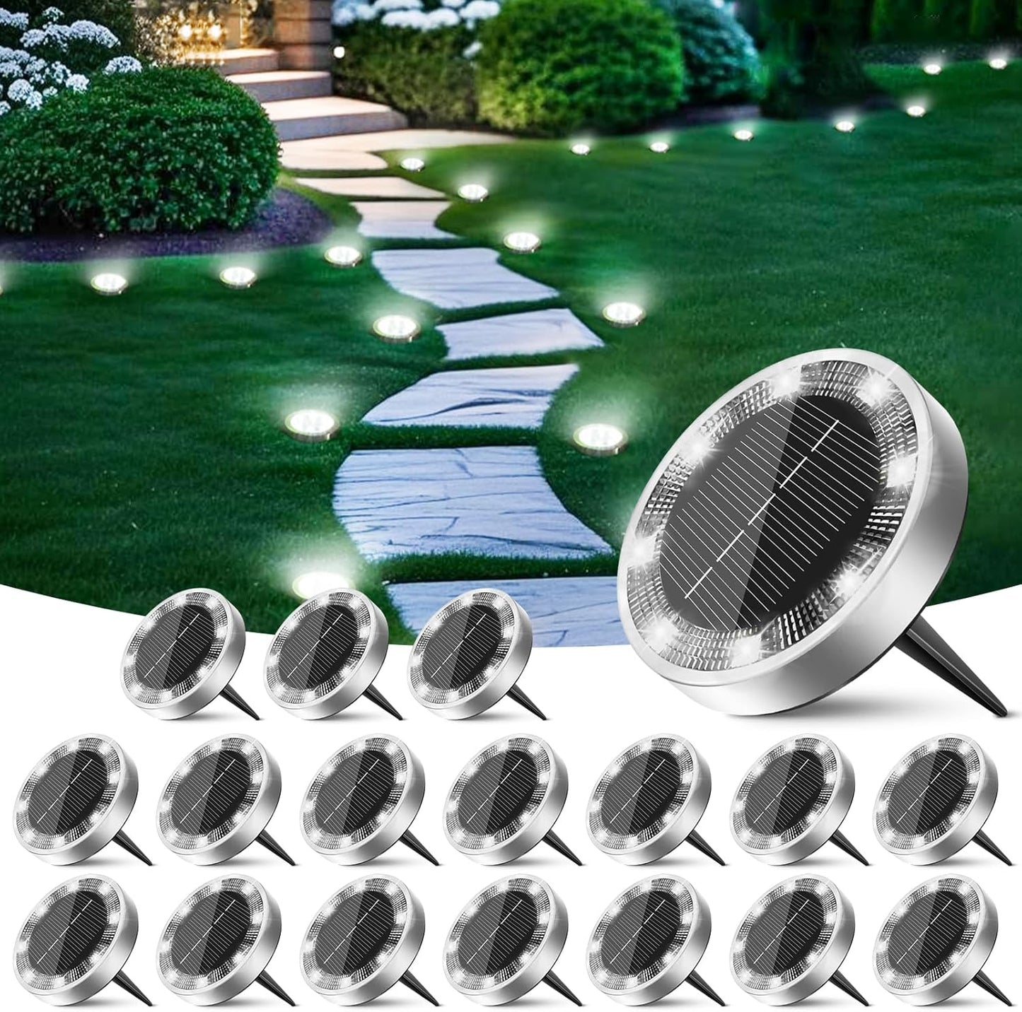 Peasur Solar Ground Lights Outdoor for Pathway and Garden