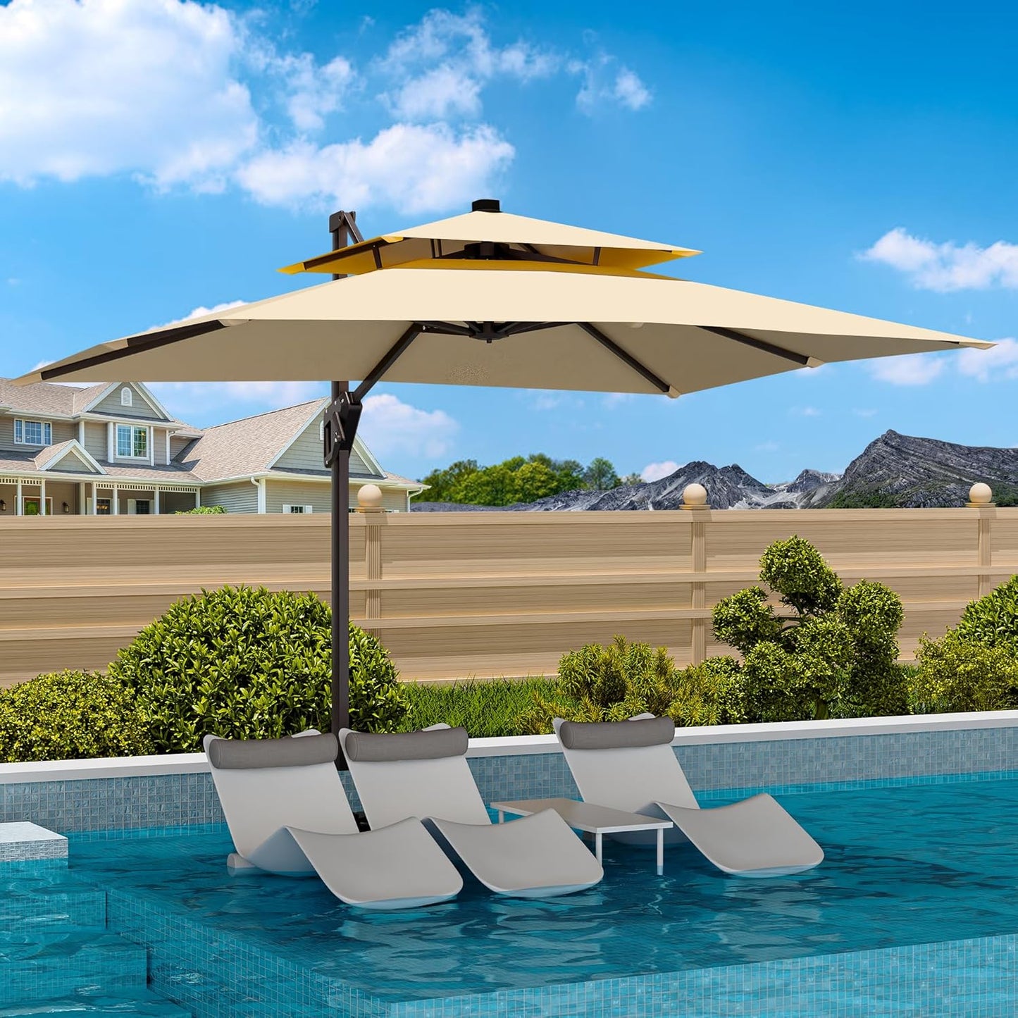 9ft X 12ft Cantilever Patio Umbrella for Deck and Garden Use