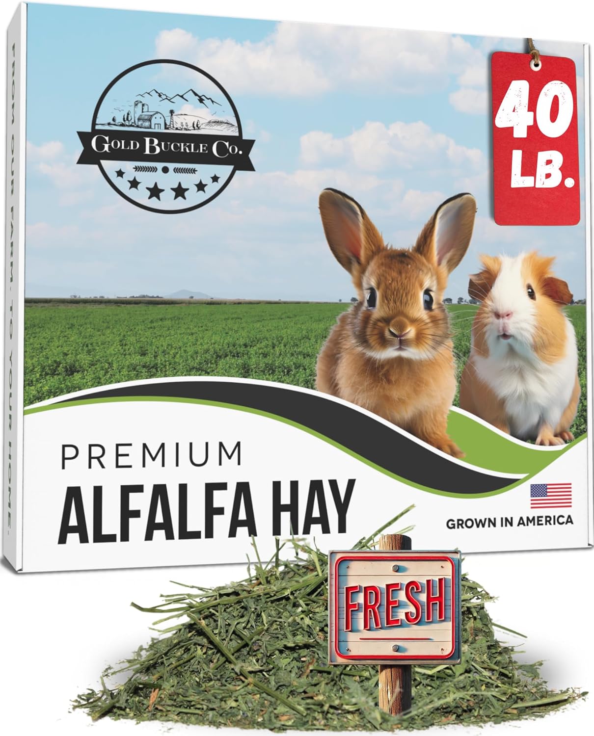 40lb Package Freshly Dried Organic Alfalfa Hay for Small Animals