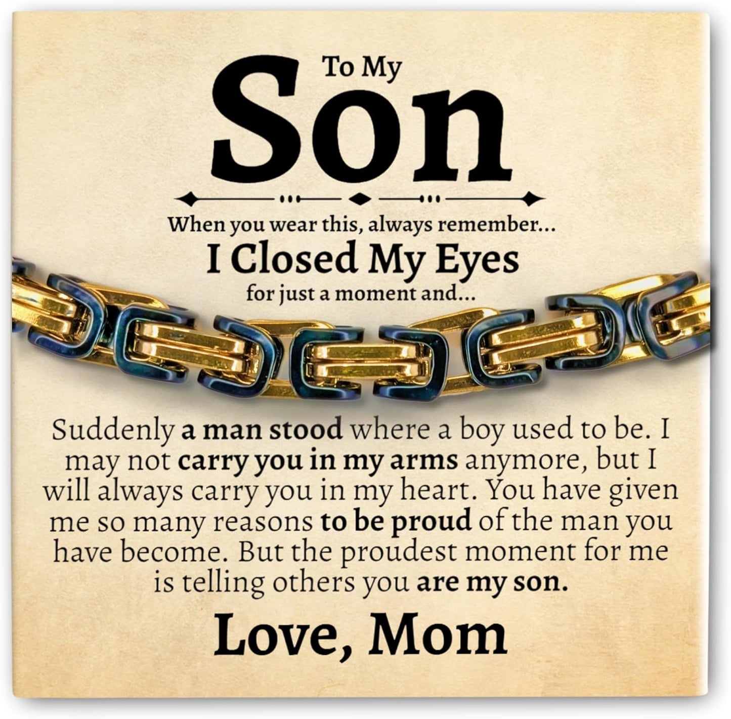 Sentimental Cuban Stainless Steel Bracelet for Son from Mom