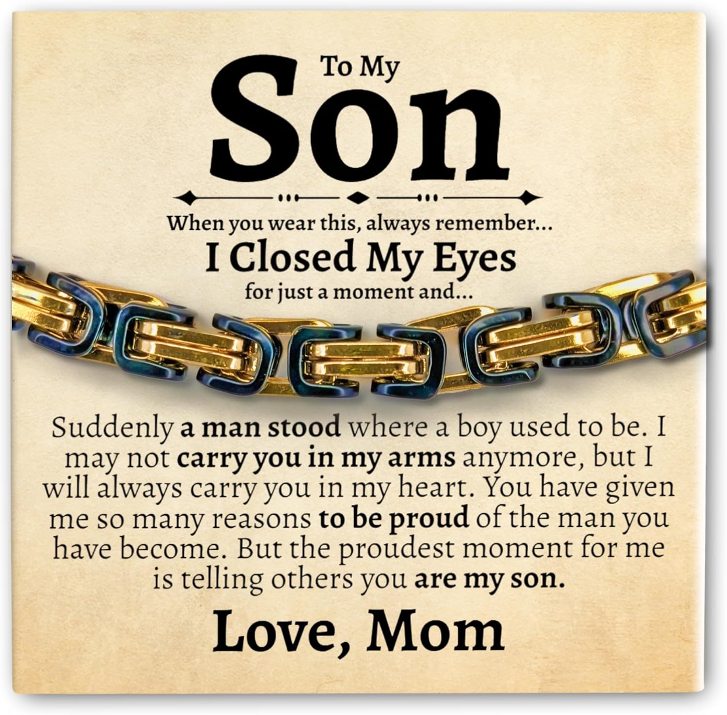 Sentimental Cuban Stainless Steel Bracelet for Son from Mom