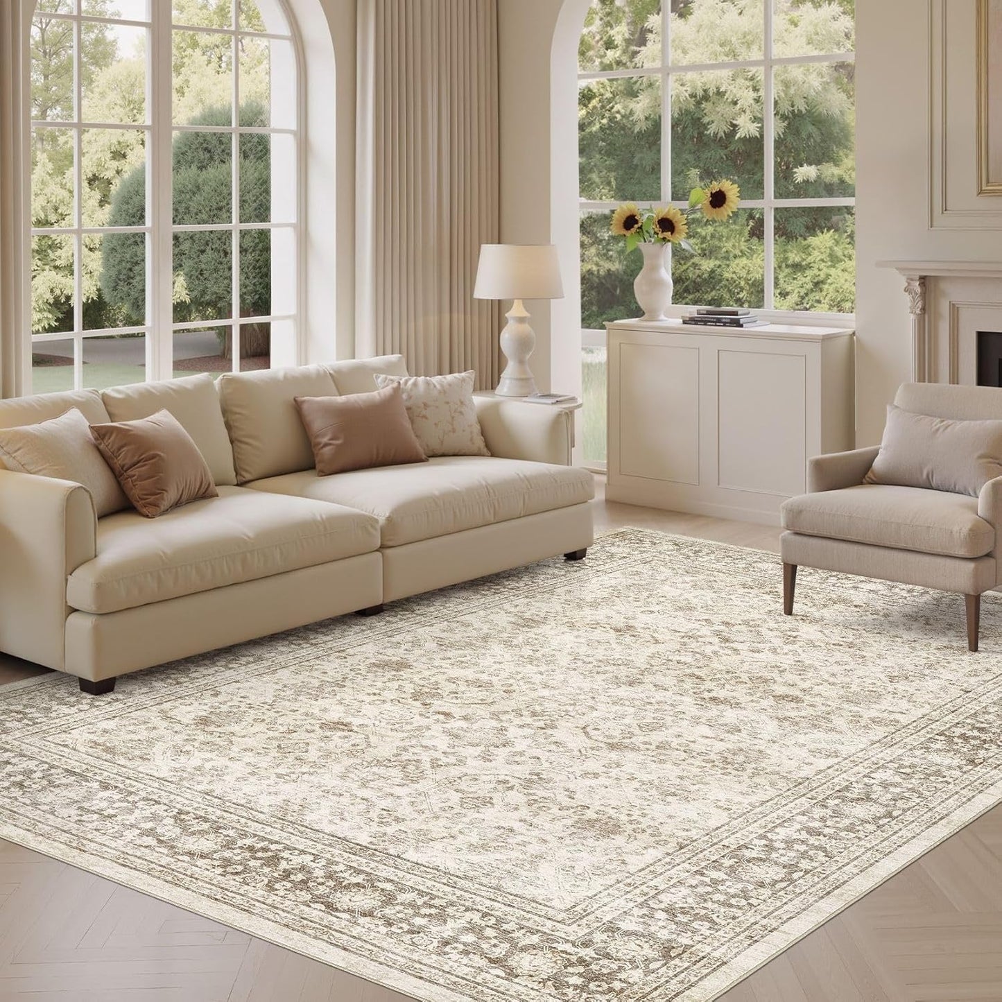 ZUNTKON 5x7 Washable Vintage Area Rug for Living Room
