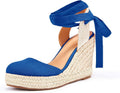 Womens Espadrilles Wedge Sandals Platform Closed Toe Ankle Strap Lace
