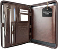 Leather Padfolio Organizer for Men and Women - Zippered Brown