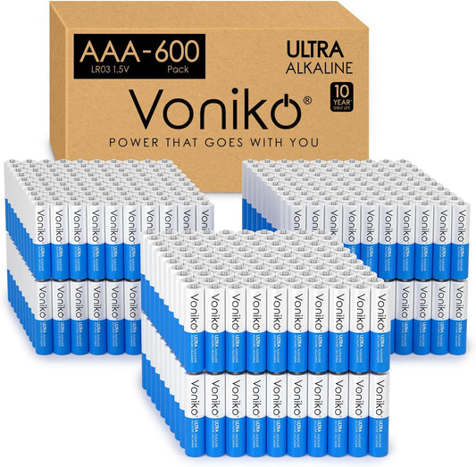 Voniko Premium Grade AAA Batteries - Ultra Long-Lasting 600 Pack