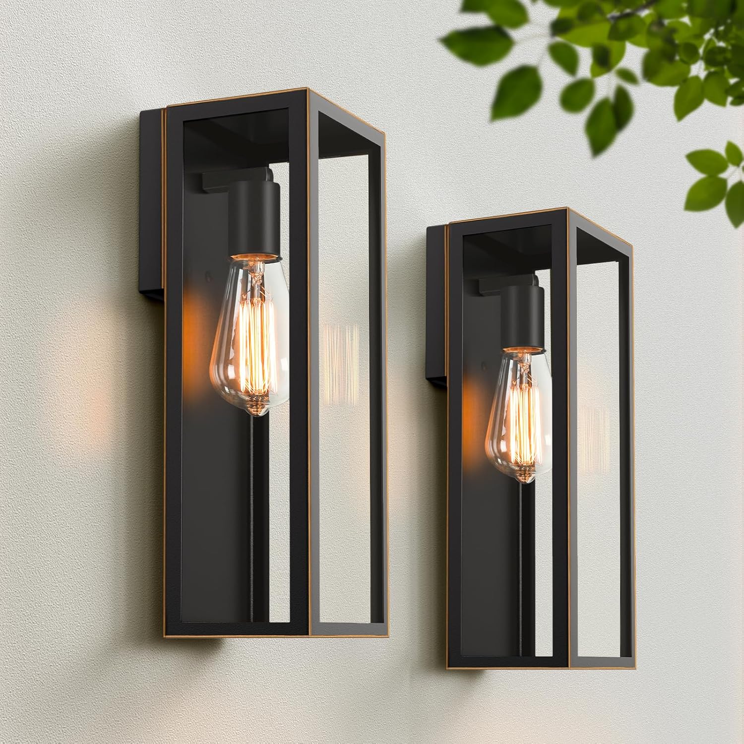 2-Pack Outdoor Wall Lanterns for Modern Exterior Lighting