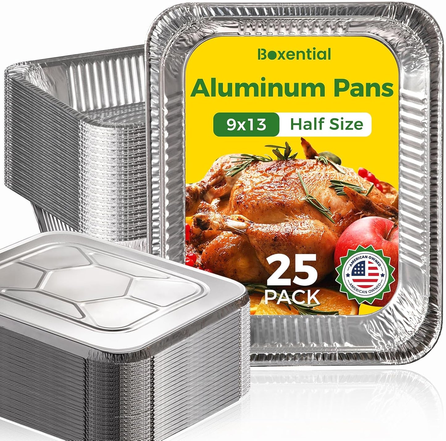 9x13 Aluminum Pans with Lids - Heavy Duty Disposable Foil Pans