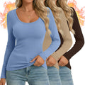 Ficerd 3 Pack Women's Thermal Long Sleeve Shirts - Warm Fleece Base