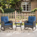 HUMMUH 3-Piece Outdoor Rocking Chairs Bistro Set - All-Weather Comfort