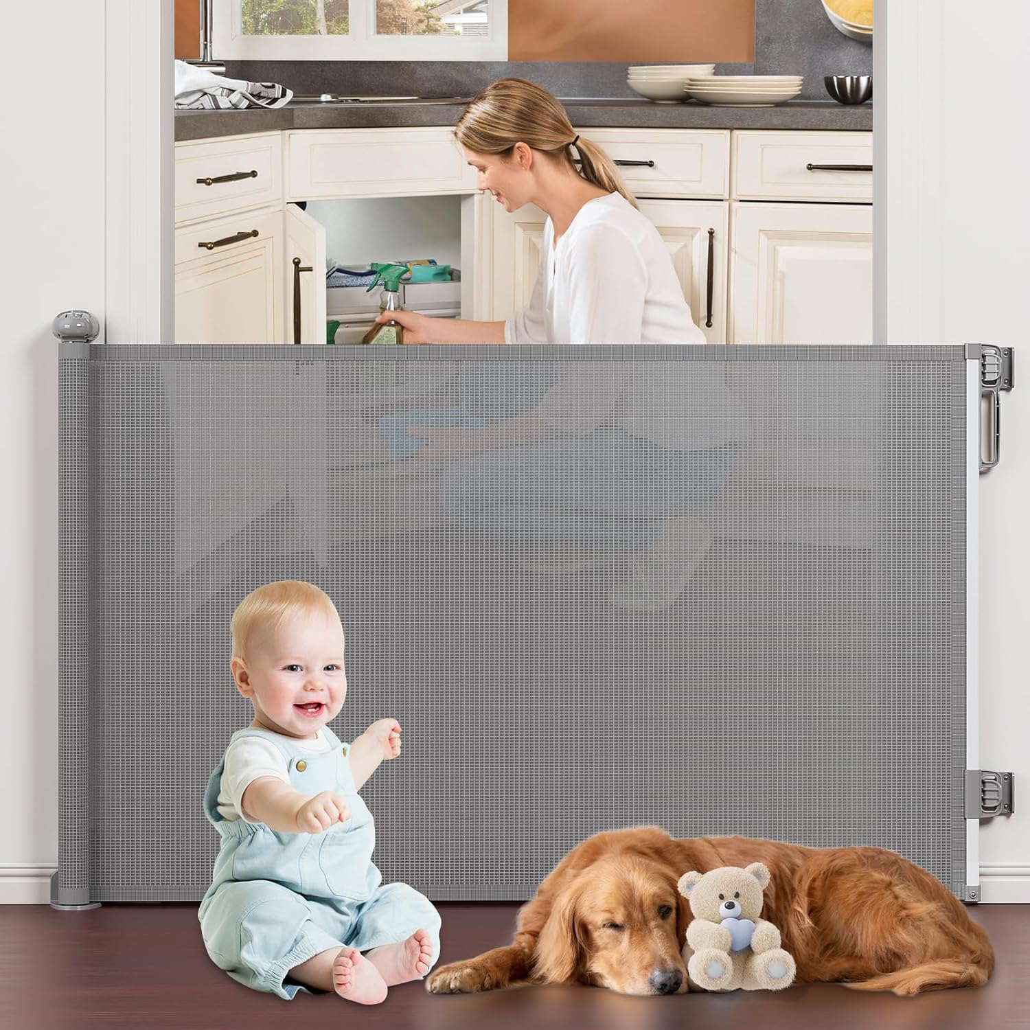 Retractable Baby Gates Extra Wide for Indoor and Outdoor Use